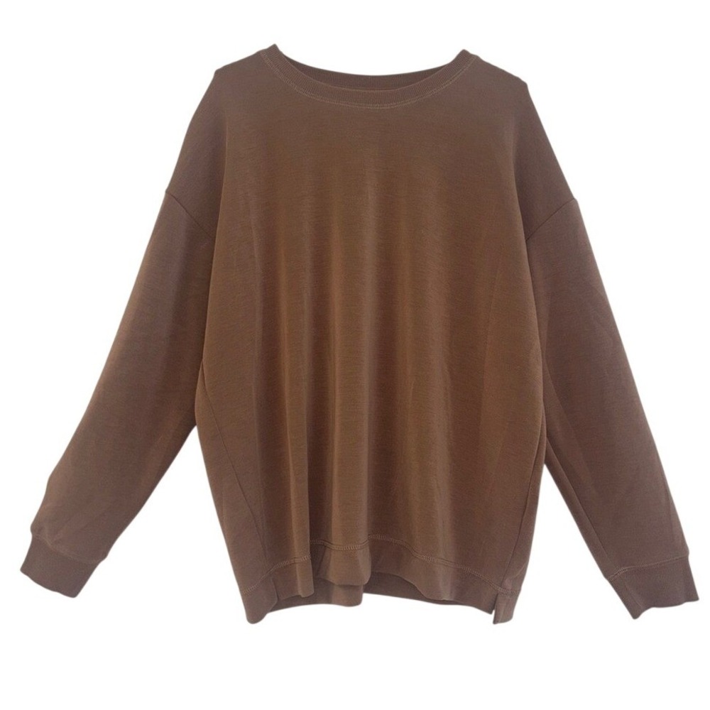Up! Womens XXL Brown Tencel Modal Blend Crewneck Sweatshirt Oversized Pullover